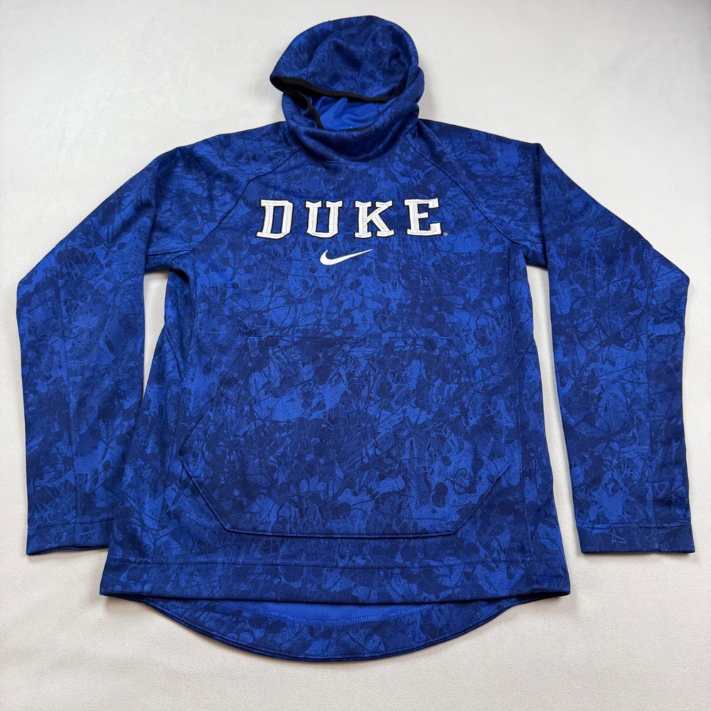 Nike Duke Blue Devils Dri-FIT Hoodie Mens Small Blue Splatter CD1797-480